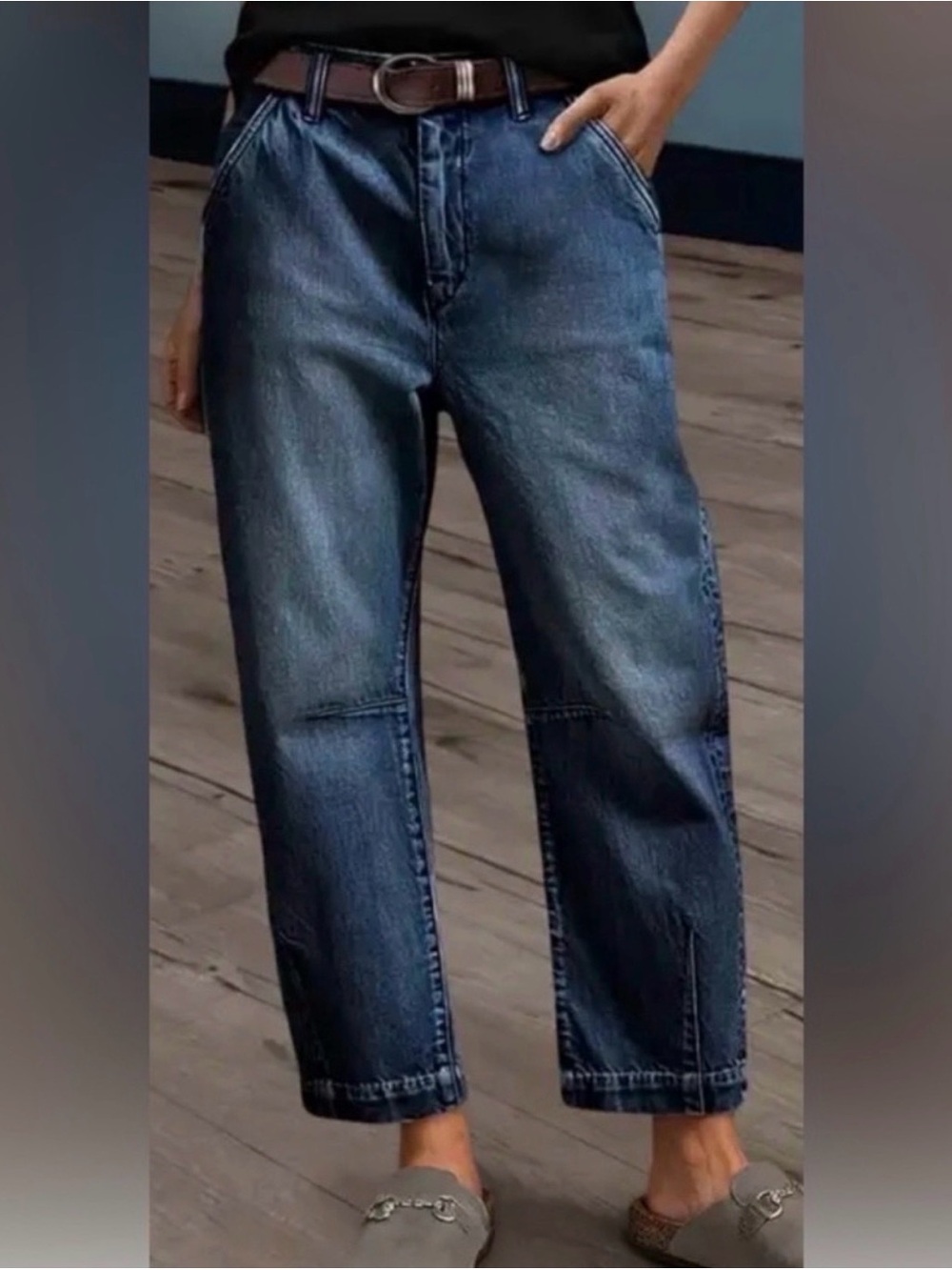 Flamingals cropped barrel blue denim jeans!